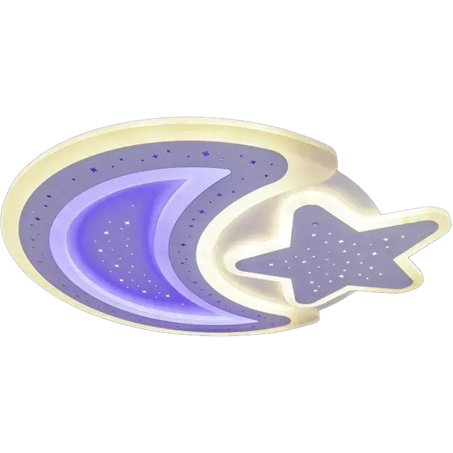 LED csillár távirányítóval CORALIA 90W, Hold és csillag, hideg/meleg/semleges fény szabályozható fehér