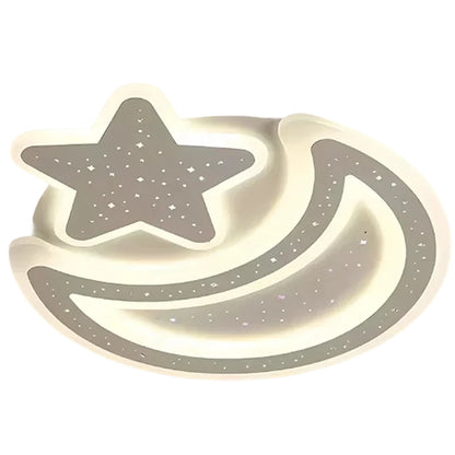 Nova LED csillár távirányítóval, 89 W, szabályozható, hold és csillag alakú, fehér