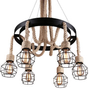 Kerékcsillár LV580/6BK, 6xE27, barna, fém és húr