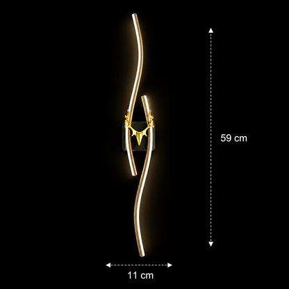 LED dekoratív fali lámpa FYAN, 48W, 59x14cm, meleg / semleges / hideg fény, arany, fém és akril