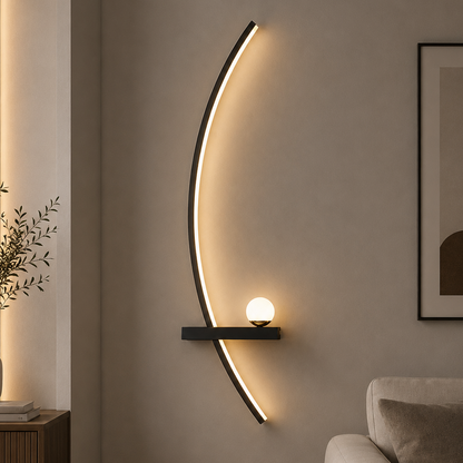 GDANSK dekoratív LED fali lámpa, 20 W, 57x20 cm, meleg / semleges / hideg fény, fekete, fém és akril