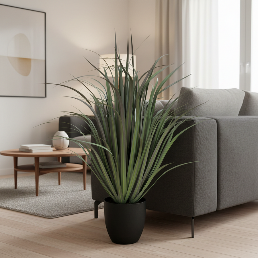 Műnövény Dracaena típusú díszfű, 93 cm, zöld, cserép nélkül
