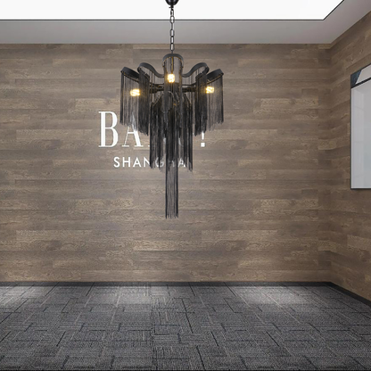 Csillár B8000/4BK, 4xE14, átmérő 43 cm, magasság 68 cm, IP20, fekete, vas, alumínium, izzók nem tartozék