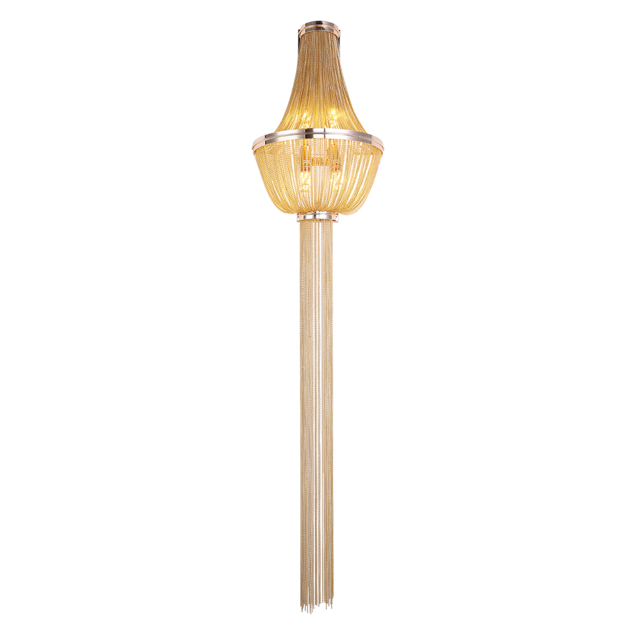 Aplice csillár B8009/5GD, 4xE14, átmérő 34 cm, magasság 150 cm, IP20, arany, vas, alumínium, izzók nem tartozék