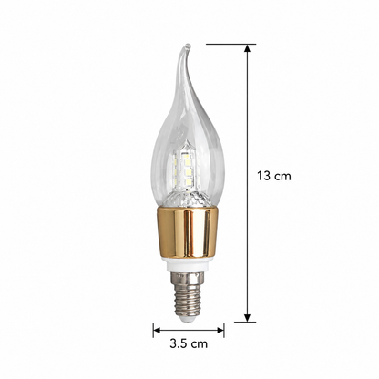 LED izzó E14 gyertya, 9W, hideg fény, 6000K, arany