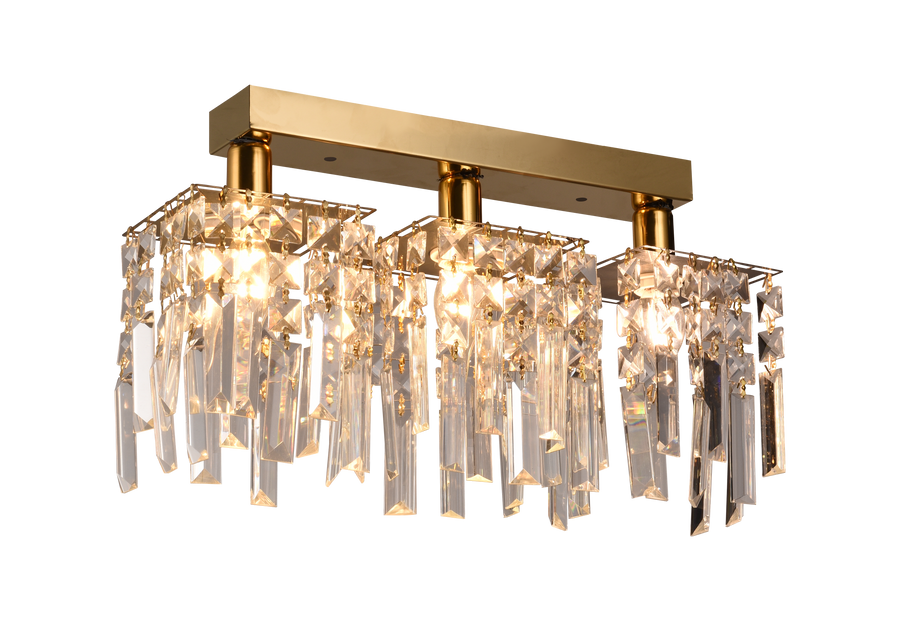 Crystal csillár CC180/3GD, 3xE14, 35*6*9, IP20, arany, kristály, vas, izzók nem tartozék