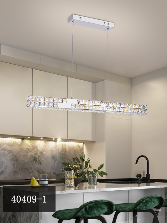 LED csillár CC40409/1CH, átmérő 85 cm, magasság 120 cm, IP20, hideg/semleges/meleg fény, szabályozható, ezüst, kristály, acél