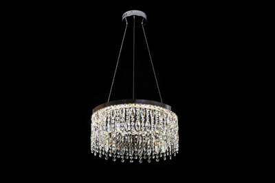 LED csillár CC41003/400CH, átmérő 40 cm, magasság 120 cm, IP20, hideg/semleges/meleg fény, szabályozható, ezüst, kristály, acél