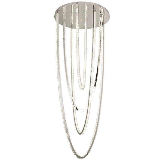 LED csillár CC50303/800CH, átmérő 80 cm, magasság 200 cm, IP20, hideg/semleges/meleg fény, szabályozható, ezüst, kristály, acél