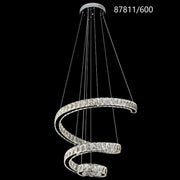 LED csillár CC87811/600CH, átmérő 60 cm, magasság 120 cm, IP20, hideg/semleges/meleg fény, szabályozható, ezüst, kristály, acél