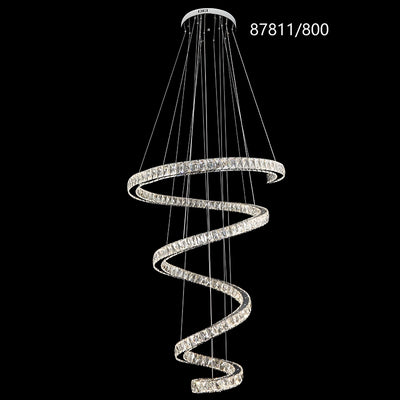 LED csillár CC87811/800CH, átmérő 80 cm, magasság 150 cm, IP20, hideg/semleges/meleg fény, szabályozható, ezüst, kristály, acél