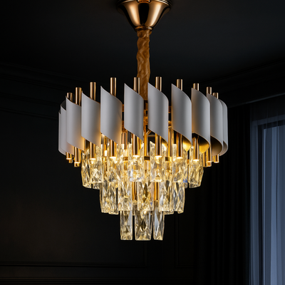 Crystal Chandelier Versailles Petito 3XE14, 30 cm átmérőjű, fényes és fehérarany, állítható magasság