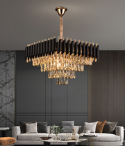 Kristály csillár VERSAILLES Nobile 5xE14, átmérő 48 cm, magasság 35 cm állítható, IP20, arany, fekete, fém, kristály, izzók nem tartozék