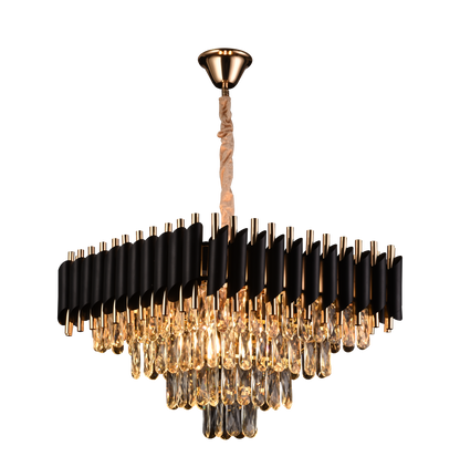 Kristály csillár VERSAILLES Nobile 5xE14, átmérő 48 cm, magasság 35 cm állítható, IP20, arany, fekete, fém, kristály, izzók nem tartozék