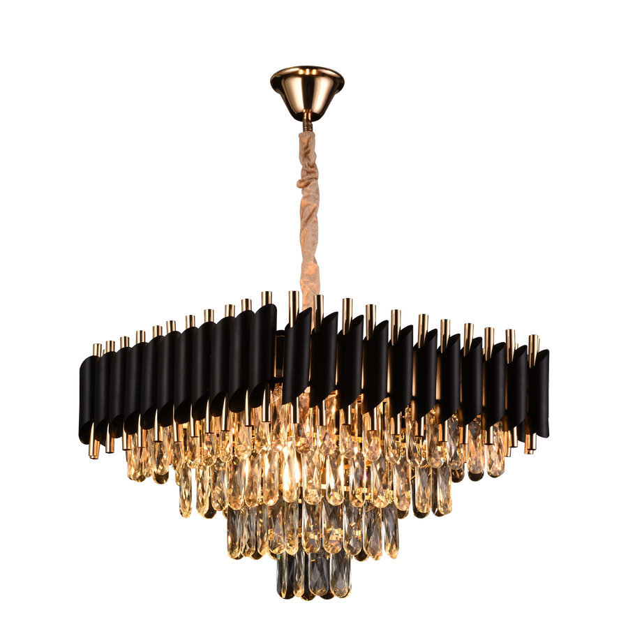 Kristály csillár VERSAILLES Nobile 5xE14, átmérő 48 cm, magasság 35 cm állítható, IP20, arany, fekete, fém, kristály, izzók nem tartozék