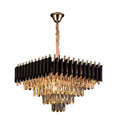 Kristály csillár VERSAILLES Nobile 5xE14, átmérő 48 cm, magasság 35 cm állítható, IP20, arany, fekete, fém, kristály, izzók nem tartozék