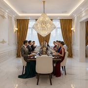 KONIG Grande Supremo kristálycsillár, 54xE14, D150 cm, arany, állítható magasságú, fém és kristály