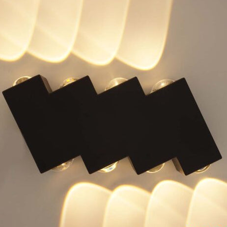 Kültéri és beltéri LED fali lámpa, 4 forrás x 1W, IP65, ABS, fekete, 3000K