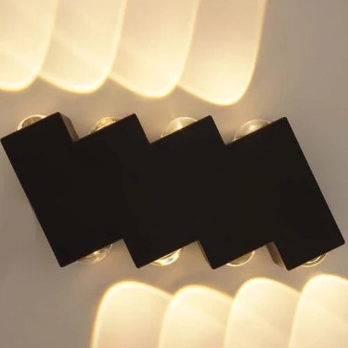 LED fali lámpa AX232, kültéri, 8 forrás, 8W, fekete, 3000K