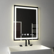 Téglalap alakú LED -tükör, 45x60 cm, Verite MotionGlow Marcello, helyettes rendszer, óra és hőmérő, dimálható