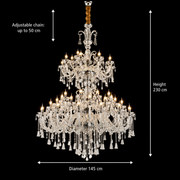 Kristálycsillár, 55xE14, átmérő 145 cm, magasság 230 cm, ezüst, állítható magasság, elegáns kivitel