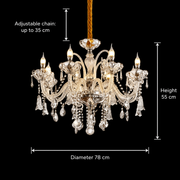 Kristálycsillár 8xE14, D78cm, ezüst, állítható magasságú, fém és kristály kristálycsillárok alapértelmezett cím Alessandro Design