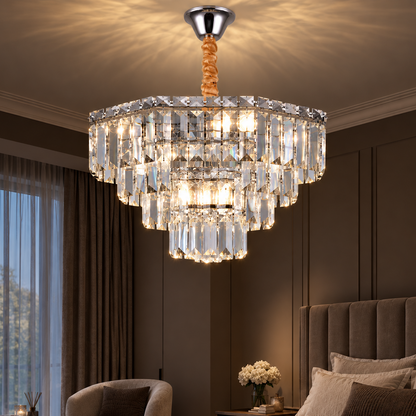 ADAMA Eleganza kristálycsillár, 7x E14, átmérő 50 cm, fényes króm, állítható magasságú