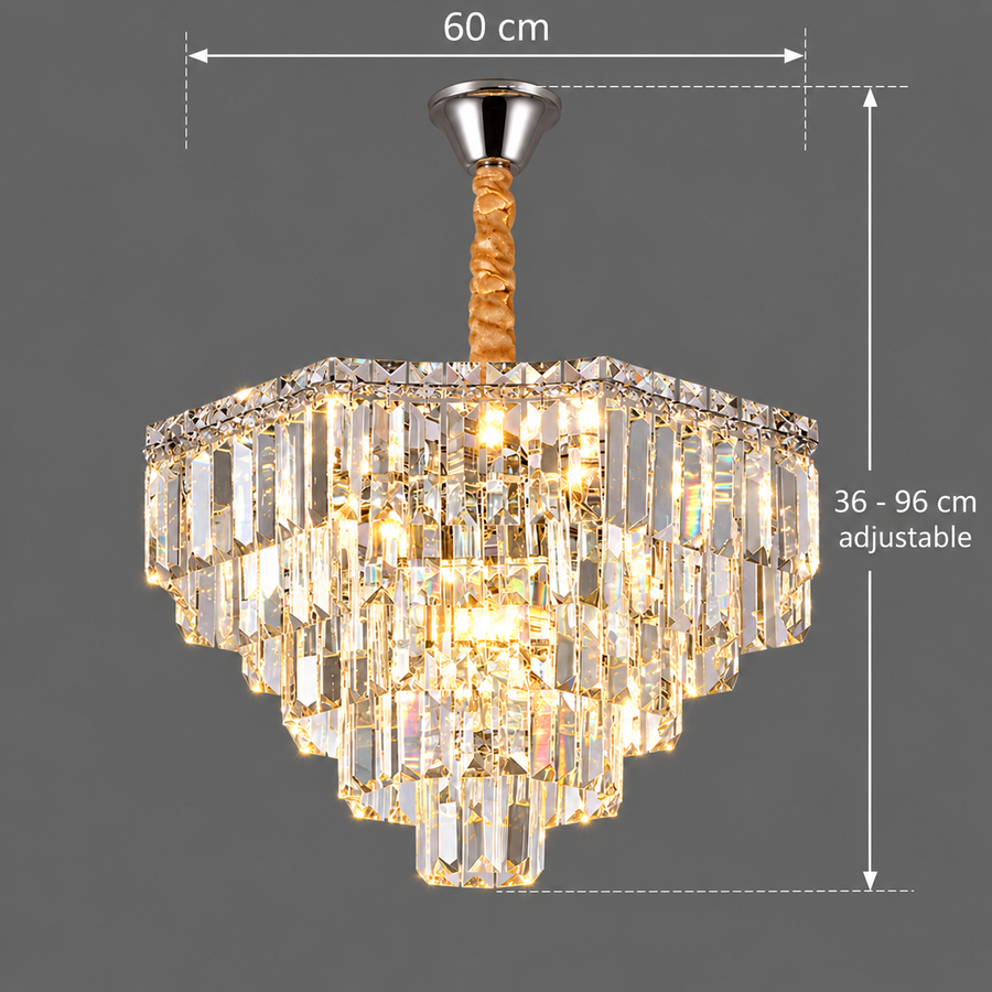ADAMA Magno kristálycsillár, 10x E14, átmérő 60 cm, fényes króm, állítható magasságú