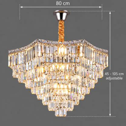 ADAMA Regalis kristálycsillár, 14x E14, átmérő 80 cm, fényes króm, állítható magasság