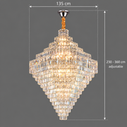 ADAMA Titania kristálycsillár, 60x E14, átmérő 135 cm, fényes króm, állítható magasság