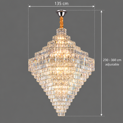 ADAMA Titania kristálycsillár, 60x E14, átmérő 135 cm, fényes króm, állítható magasság