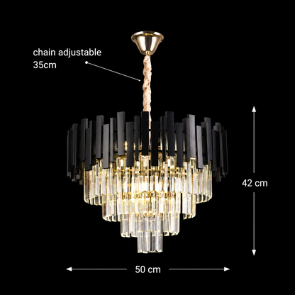 Crystal Chandelier Blois Eleganza 8xe14, 49 cm átmérőjű, fekete, állítható magasság