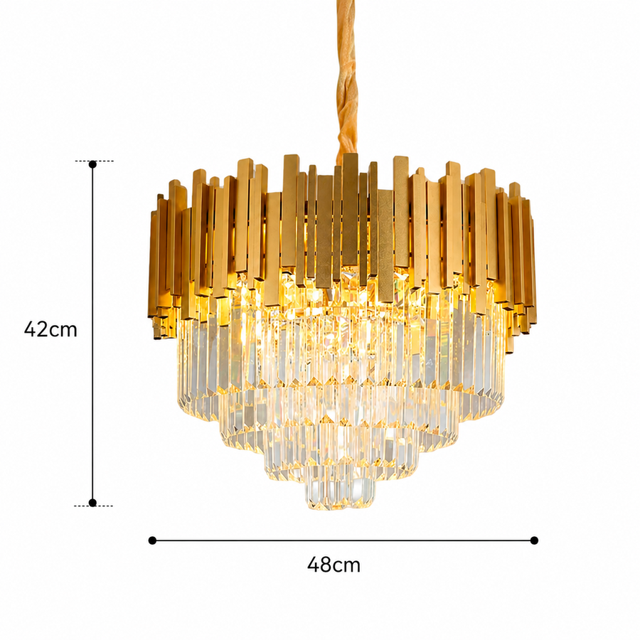 BLOIS Elegance kristálycsillár, átmérő 50 cm, 8x E14, fényes arany, állítható magasság