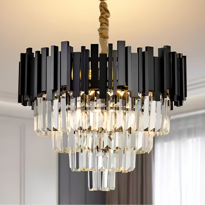 Crystal Chandelier Blois Noble 4XE14, 40 cm átmérőjű, fekete, állítható magasság