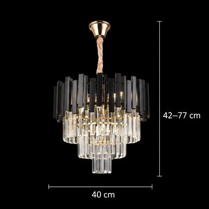 BLOIS Nobile kristálycsillár 5xE14, átmérő 40 cm, fekete, állítható magasságú