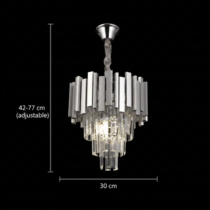 BLOIS Petito kristálycsillár 3xE14, átmérő 30 cm, ezüst, állítható magasságú
