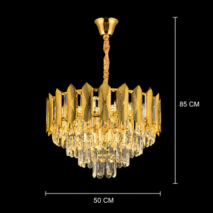 BUCKINGHAM Eleganza kristálycsillár 8x E14, átmérő 50 cm, fényes arany, állítható magasság