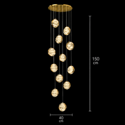 Függesztett kristály LED csillár, Justinian, átmérő 60 cm, állítható magasság, arany, fém és kristály