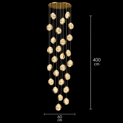 Függesztett kristály LED csillár, Justinian, átmérő 60 cm, állítható magasság, arany, fém és kristály