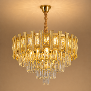HAMPTON Elegance kristálycsillár 8x E14, átmérő 49 cm, fényes arany, állítható magasság