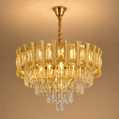 HAMPTON Elegance kristálycsillár 8x E14, átmérő 49 cm, fényes arany, állítható magasság
