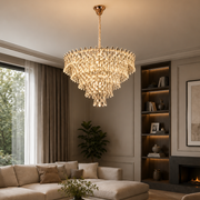Candelabru Cristal KRAN Regalis, 18xE14, Inaltime Reglabila, Metal si Cristal, Auriu