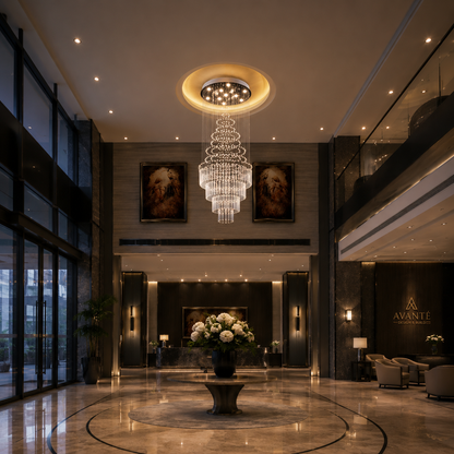 LED kristálycsillár 80W AUGUSTA Gold, átmérő 50cm, magasság 200cm, létramodell