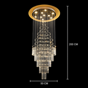 LED kristálycsillár 80W AUGUSTA Gold, átmérő 50cm, magasság 200cm, létramodell
