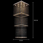 LED kristálycsillár 80W PALATINA Gold, átmérő 50cm, magasság 200cm, létramodell