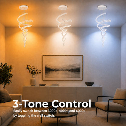 Candelabru Cristal LED IRON MAN, Diametru 60cm, Lumina 3000K/4000K/6000K, Metal si Cristal, Crom Lucios, Inaltime Reglabila