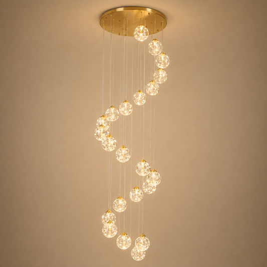 Kristály LED KILKENNY Culmino csillár, 144 W, semleges fény, átmérő 60 cm, arany
