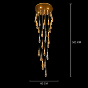Függesztett kristály LED csillár, Justinian, átmérő 60 cm, állítható magasság, arany, fém és kristály