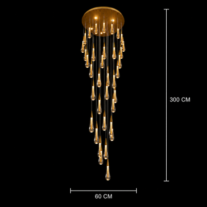 Függesztett kristály LED csillár, Justinian, átmérő 60 cm, állítható magasság, arany, fém és kristály