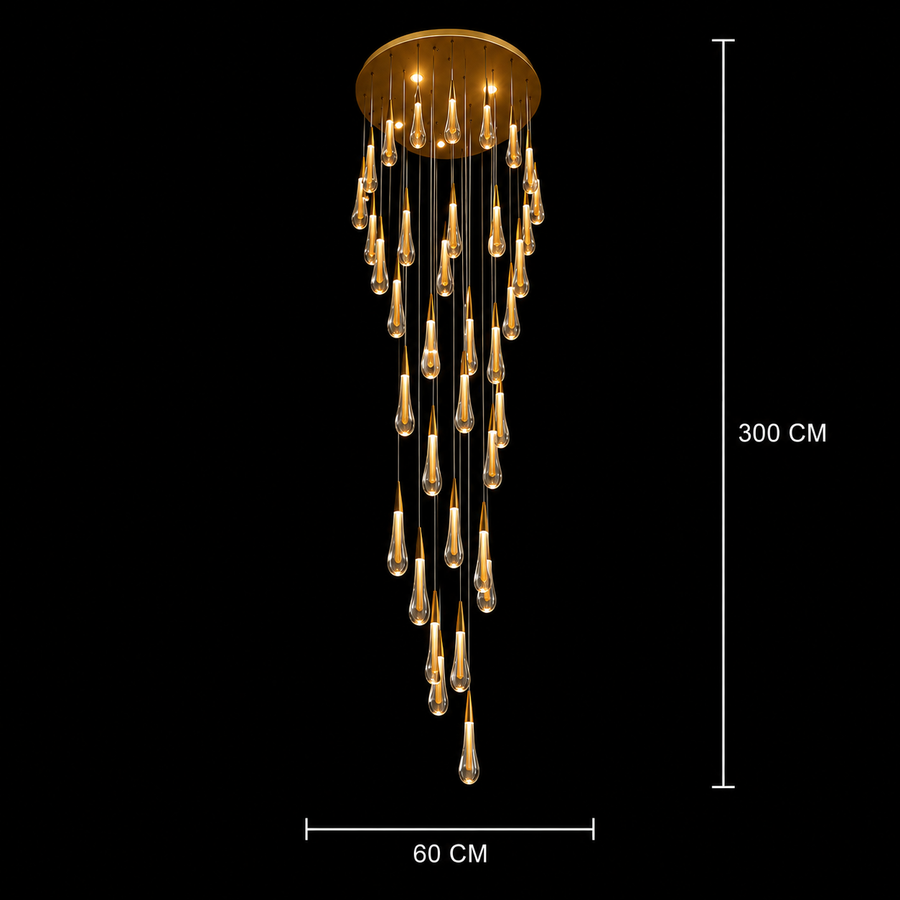 Függesztett kristály LED csillár, Justinian, átmérő 60 cm, állítható magasság, arany, fém és kristály